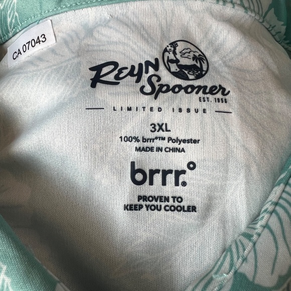 Reyn Spooner Polo Shirt Brrr Triple Chill Cooling Size 3XL Green Floral New NWT - Picture 8 of 8
